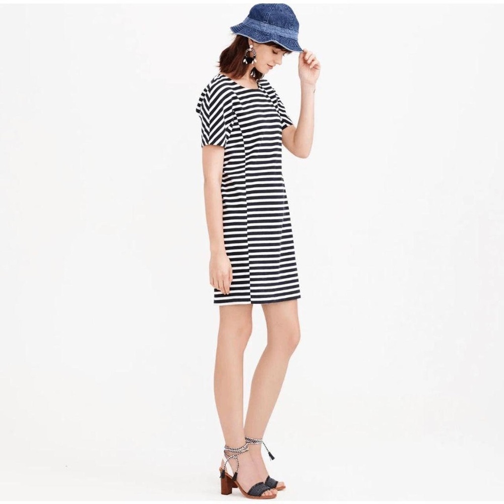 J. Crew Black and White Striped T-shirt Dress